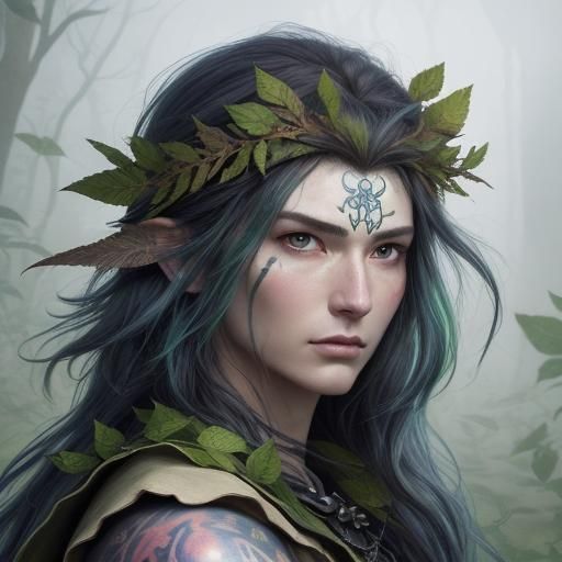 Superhero with Axe and Tattoo in Digital Art Style