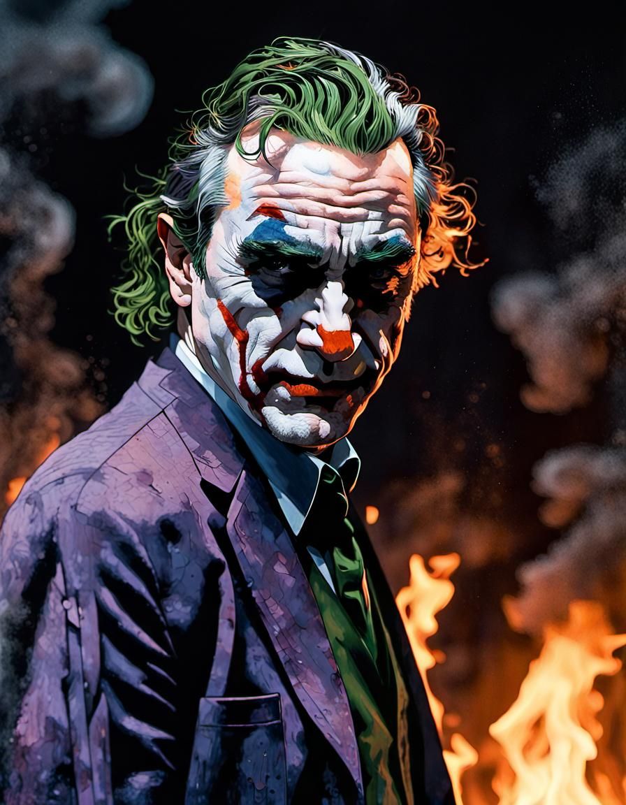 Strong, proud, Robert De Niro as the joker in front of an in...