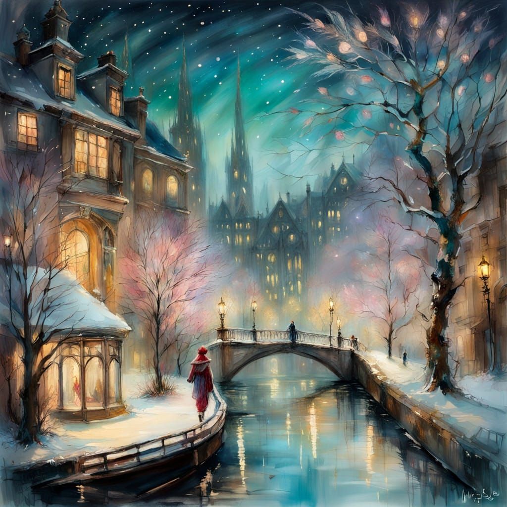 Dreamy Christmas Eve Nightscape in Soft Focus