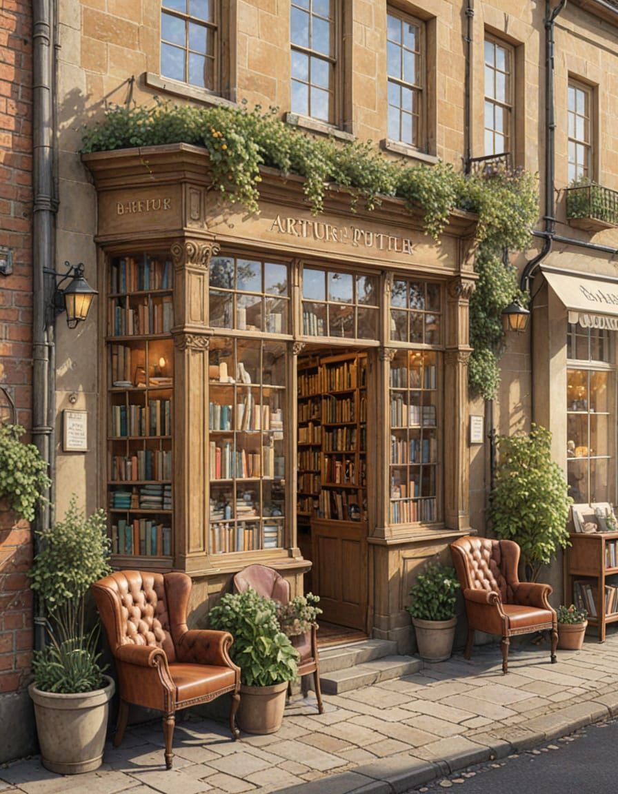 Charming Brambley Hedge Style Bookshop Illustration