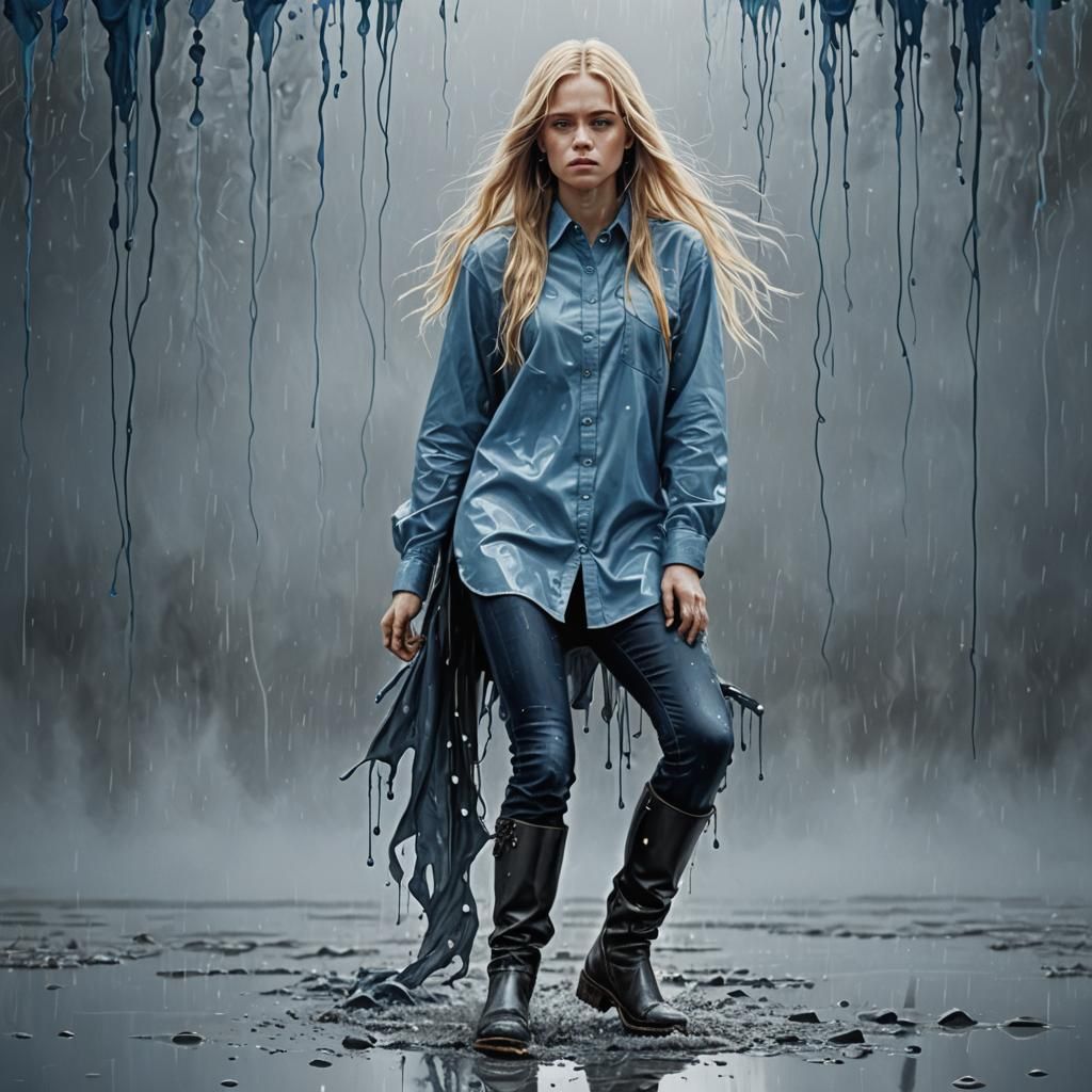 Photorealistic Woman with Blonde Hair in Surreal Digital Art