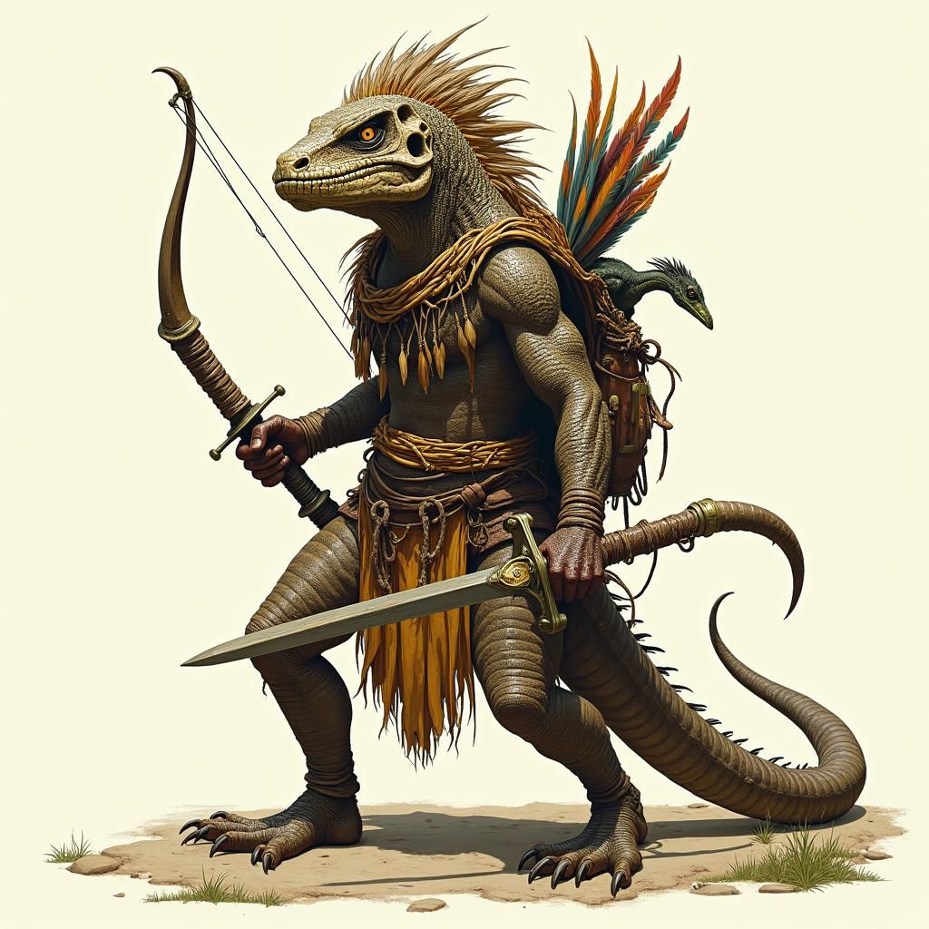 Lizardfolk Ranger with Dragon Shoulder Companion