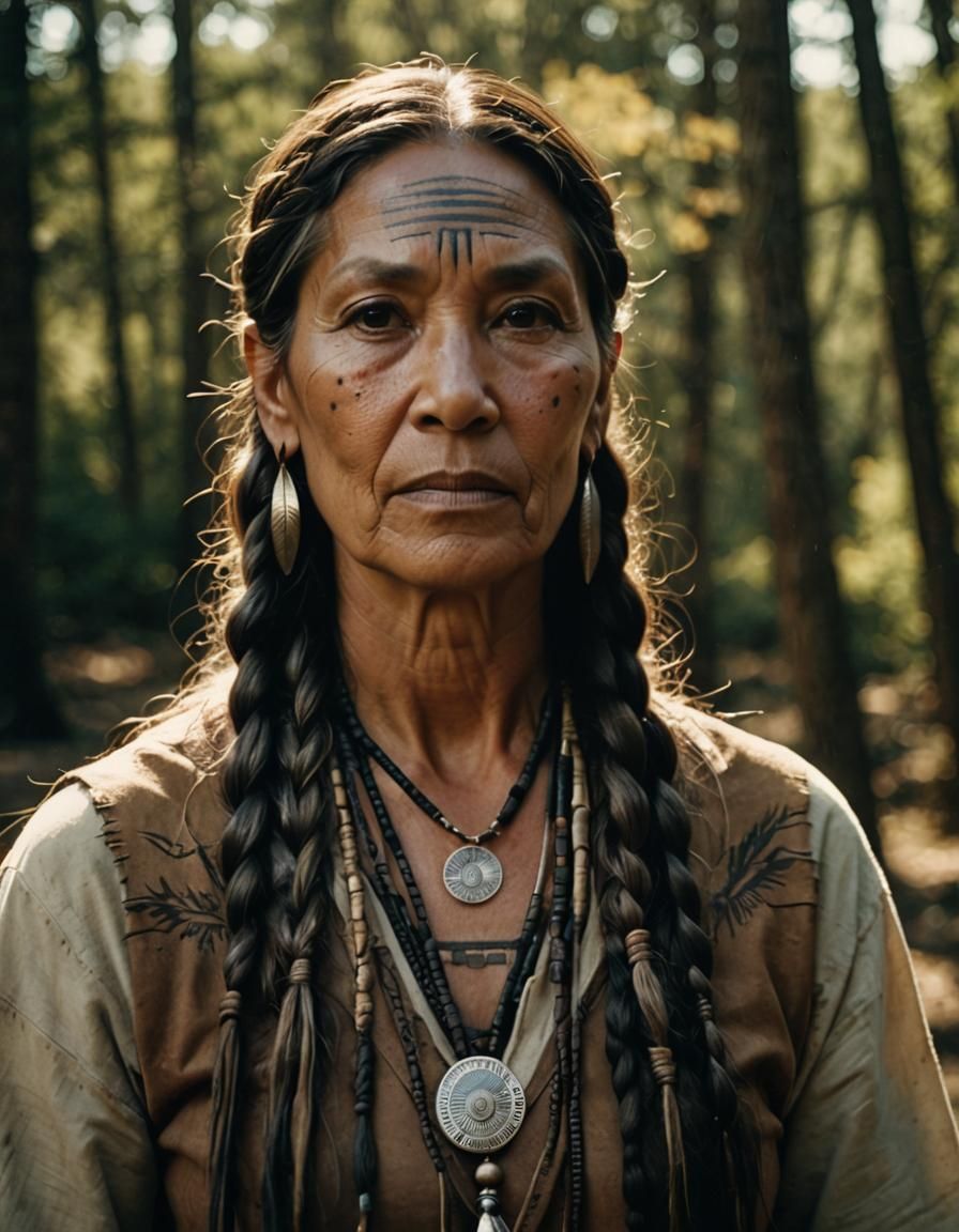 Native American Woman in Earthy Cinematic Portrait