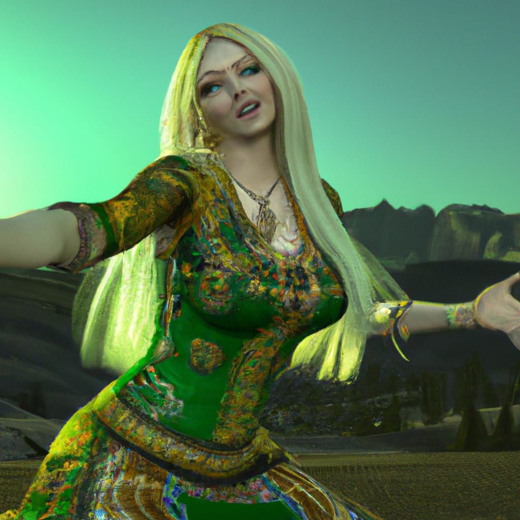 Blonde Bodybuilder Dances at Spring Festival