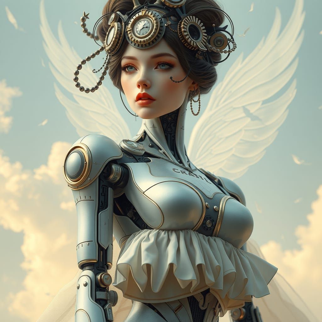 Surreal Steampunk Robot with Classical Influences
