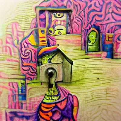 Confined: Tilt-Shift Fauvist Ink Drawing