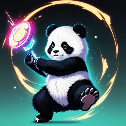 Cute Panda in Cel-Shaded Anime Style