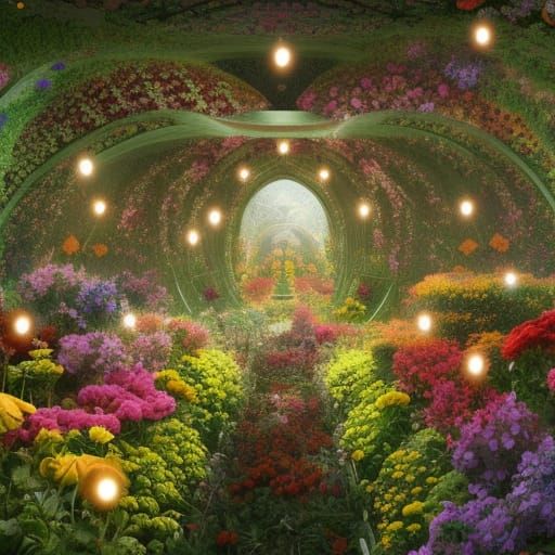 Intricate Flower Maze in Digital Matte Painting