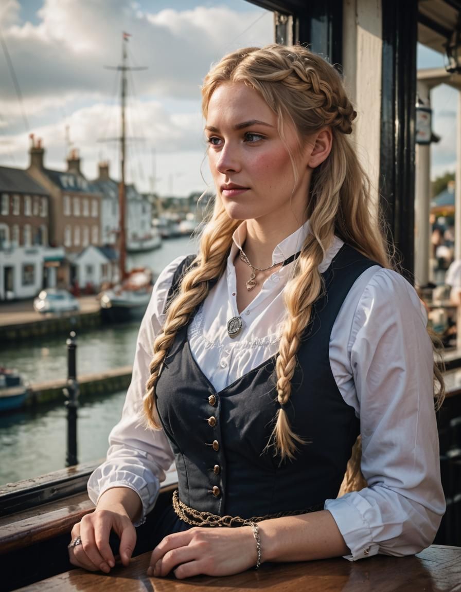 Victorian Waitress in Seaside Pub with Silver Locket