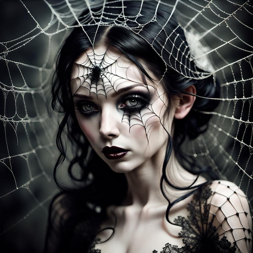 Gothic Bride in Spider Web Photograph