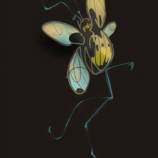 Stylized Bee Alien in a Floral Landscape
