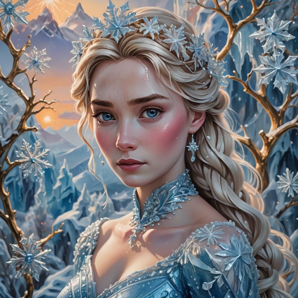 Elsa in Surrealist Dreamscape, Oil on Canvas