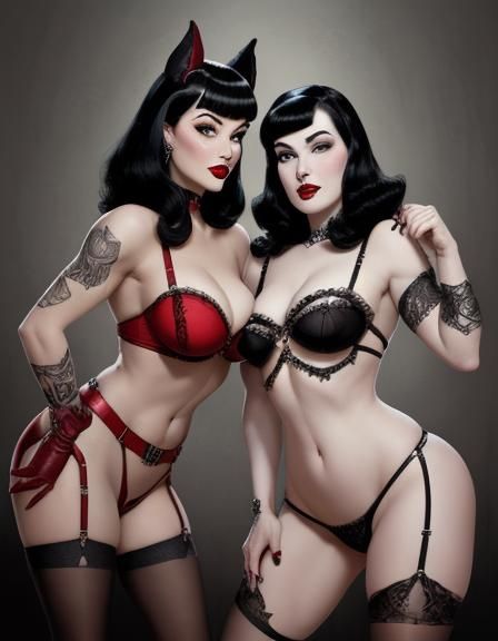 Goth Pinup Art of Bettie Page and Dota Von Teese