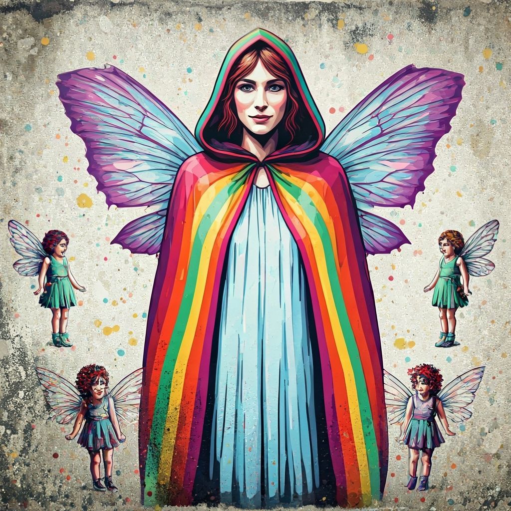 Joyful Trans Fairy in Banksy-esque Street Art