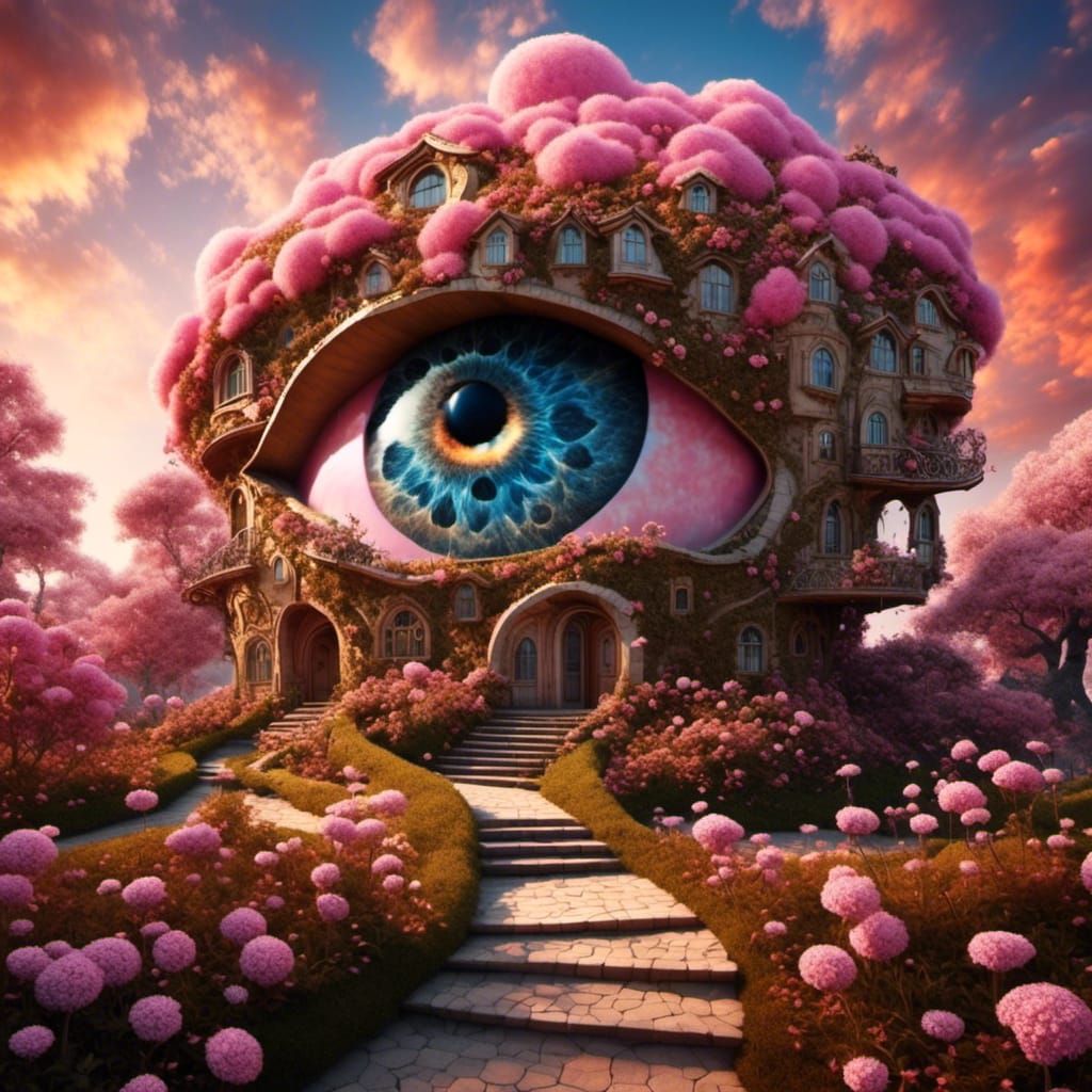 Surreal Eye Amidst Fantasy Sky, AI Generated