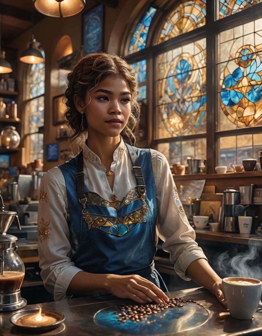Zendaya as Barista in Mystical Coffee Shop
