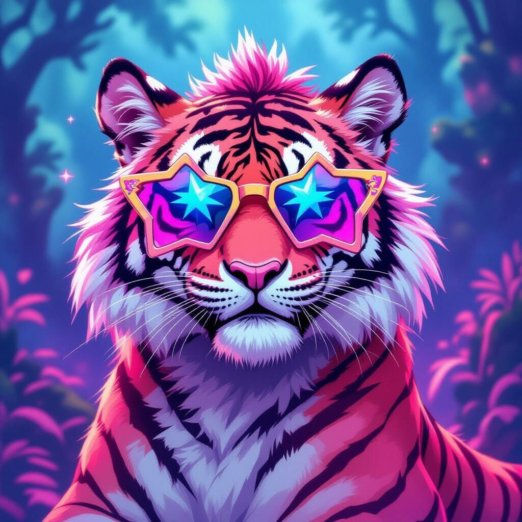 Pink Tiger Dragon in Dreamy Surrealist Style