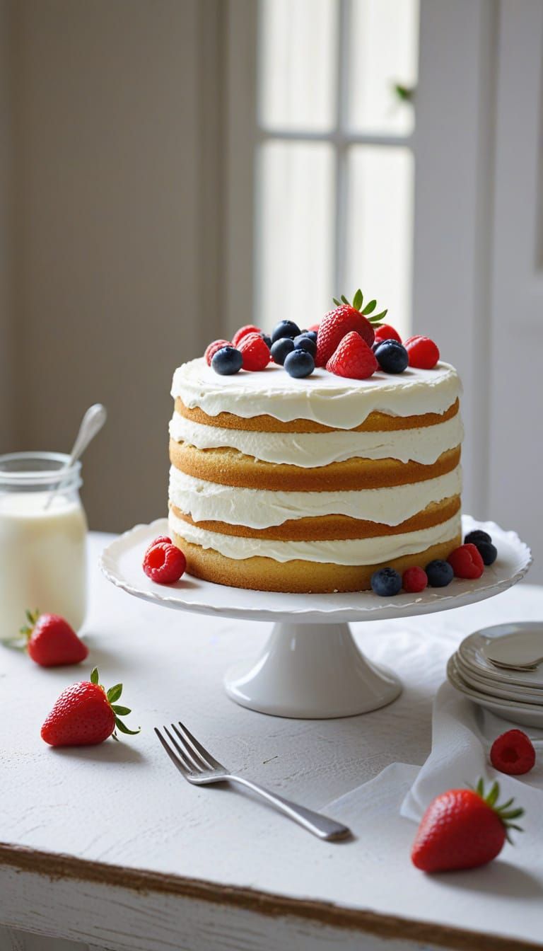 Delicious Simple White Cake in a Casual Setting