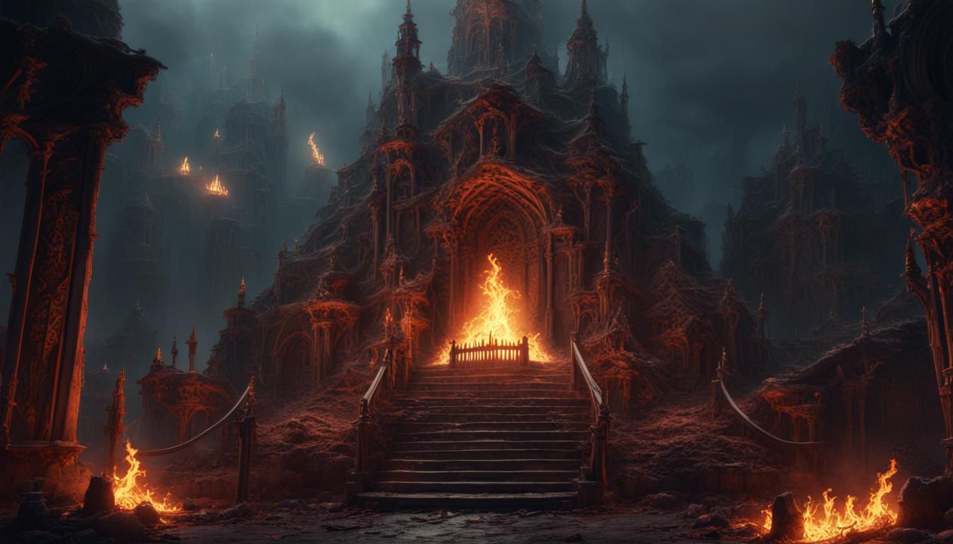 Fantastical Funeral Pyre Concept Art in Deep Color