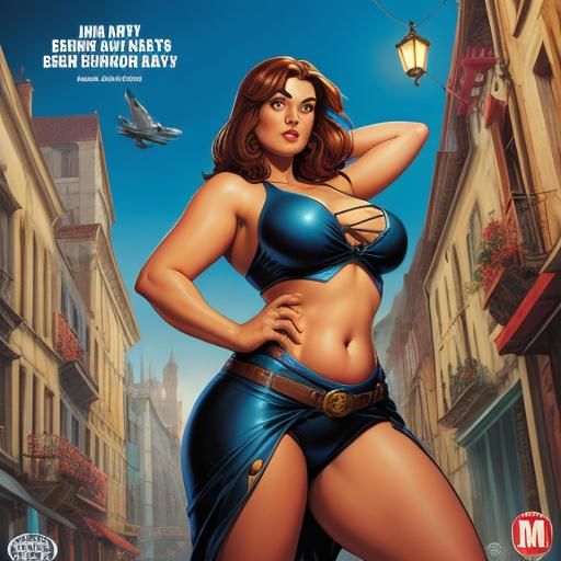 Curvy Woman in Birthday Suit, Comic Book Art