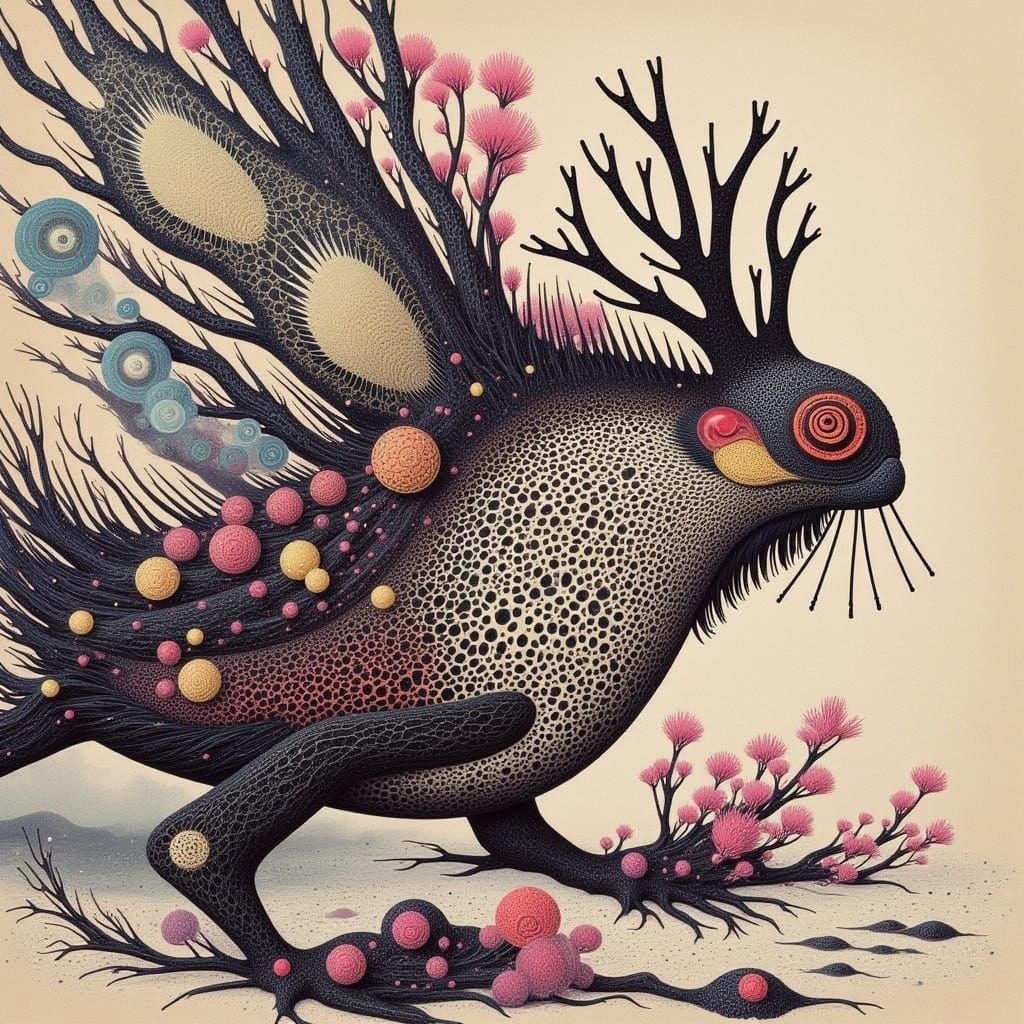 Complex Interconnected Mesh Array in Digital Art