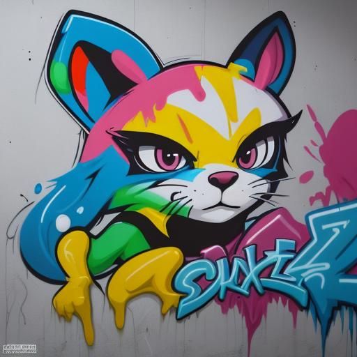 Cartoon Animal Graffiti Street Art