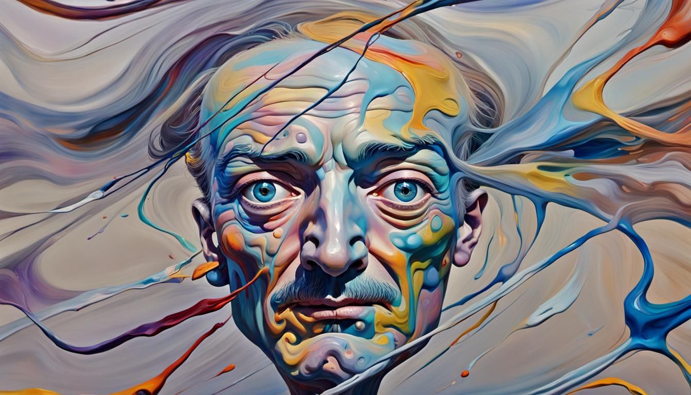 Surreal Figure Warping Through Abstract Oil Painting