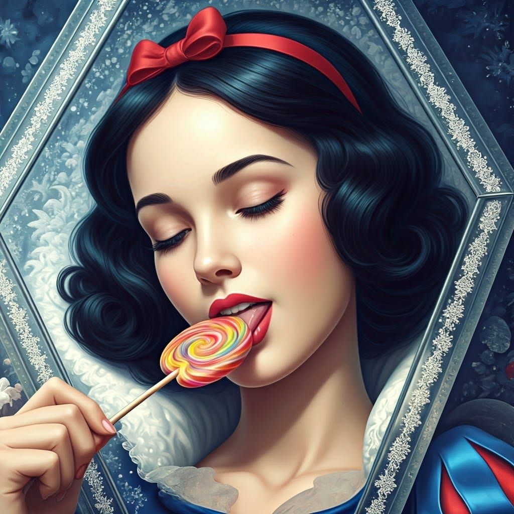 Snow White in Glass Coffin with Lolly