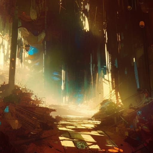 Underground House in Hyperdetailed Gouache Illustration