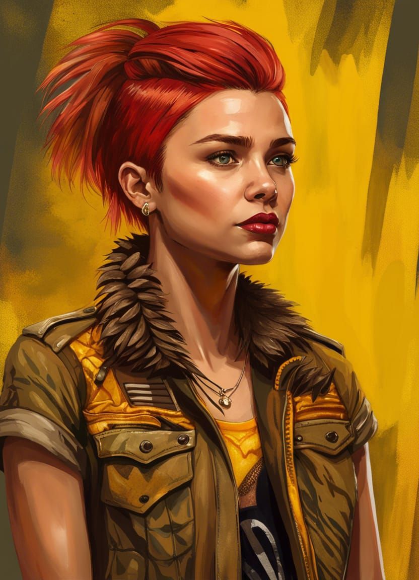 Confident Woman in Wilderness Outfit, Fantasy Art