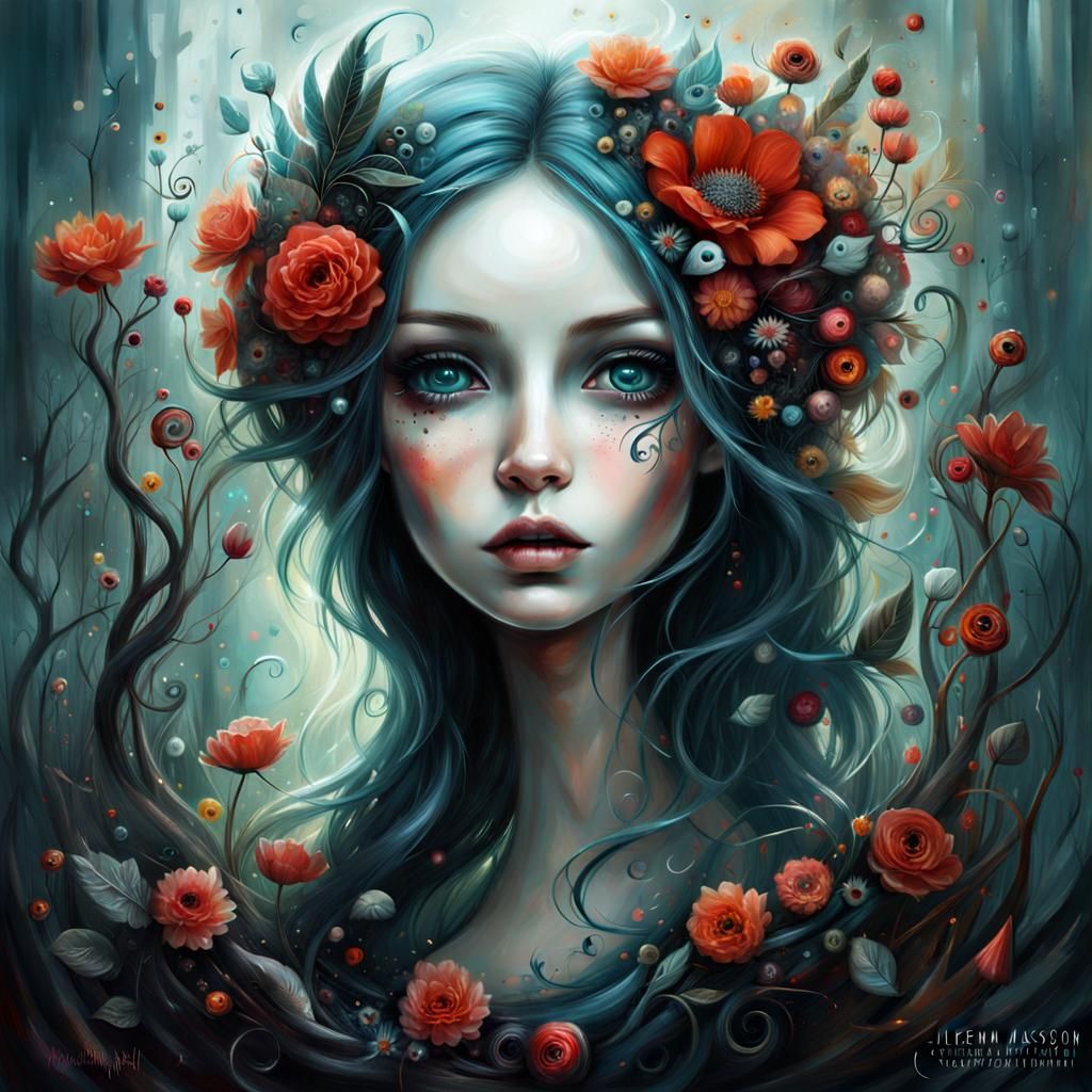 Surreal Portrait in Mixed Artistic Styles