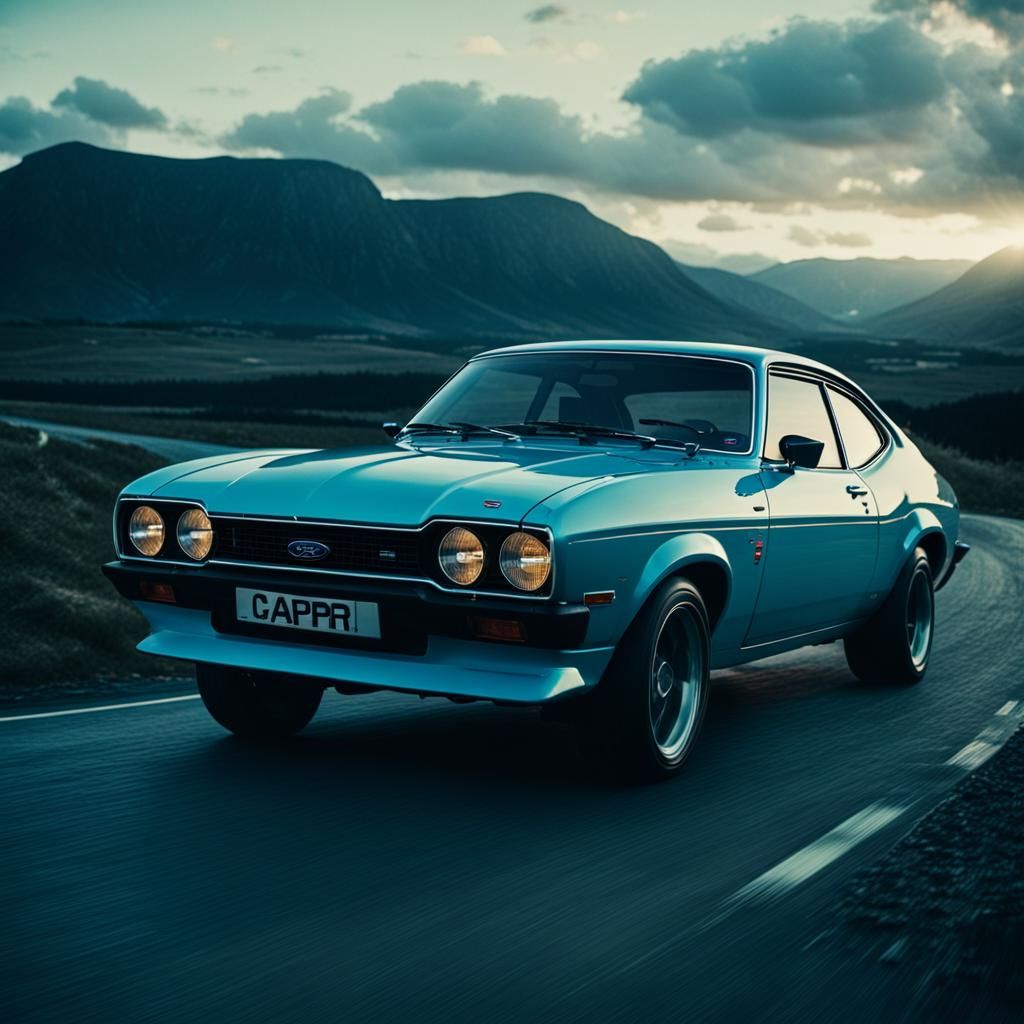 Ford Capri Reimagined: Cinematic Film Still