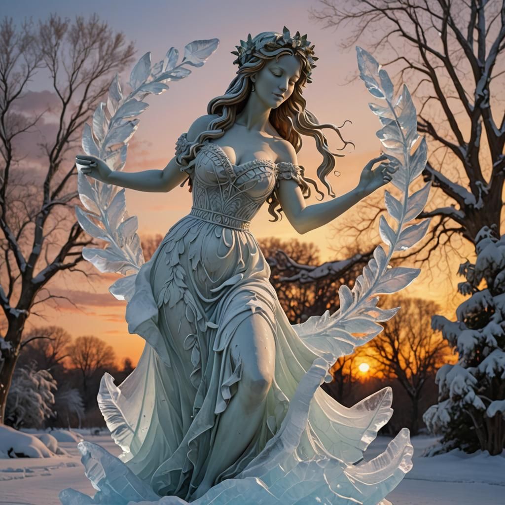 Bohemian Ice Goddess in Sunset Painting