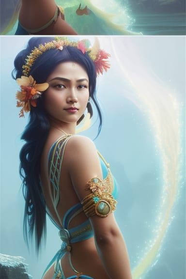 Hawaiian Sea Goddess Hina-Lau-Limu-Kala, Art Nouveau