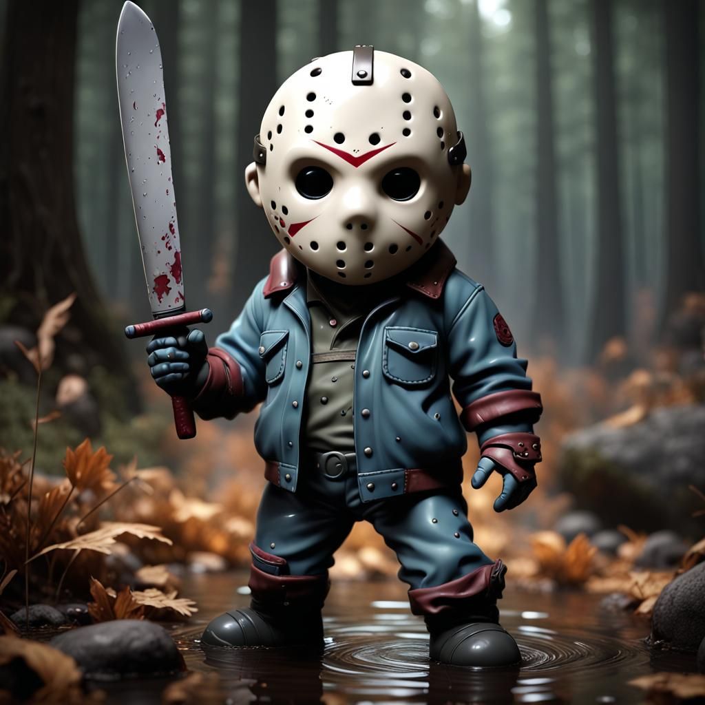 Chibi Porcelain Jason Voorhees Doll in Detailed Matte Painti...