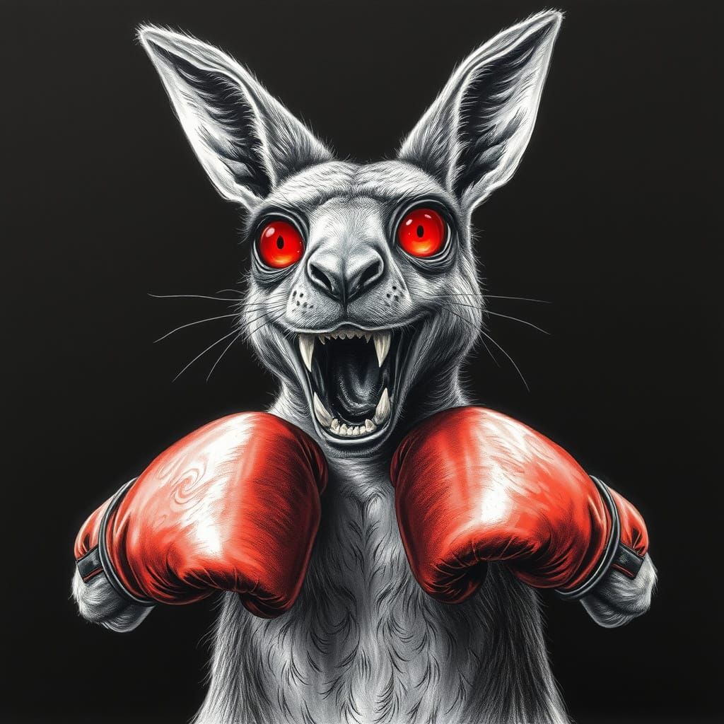 Mysterious Boxer Kangaroo in Dark Charcoal