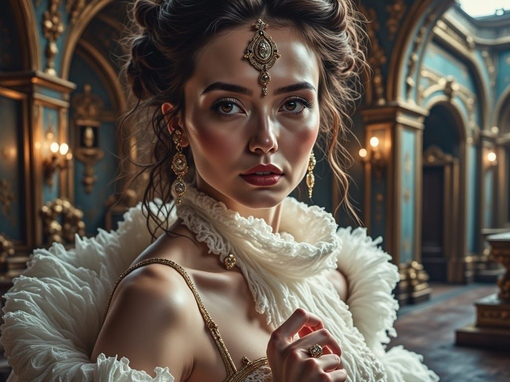 Ethereal Luxury: Victorian-Inspired Transhuman Woman