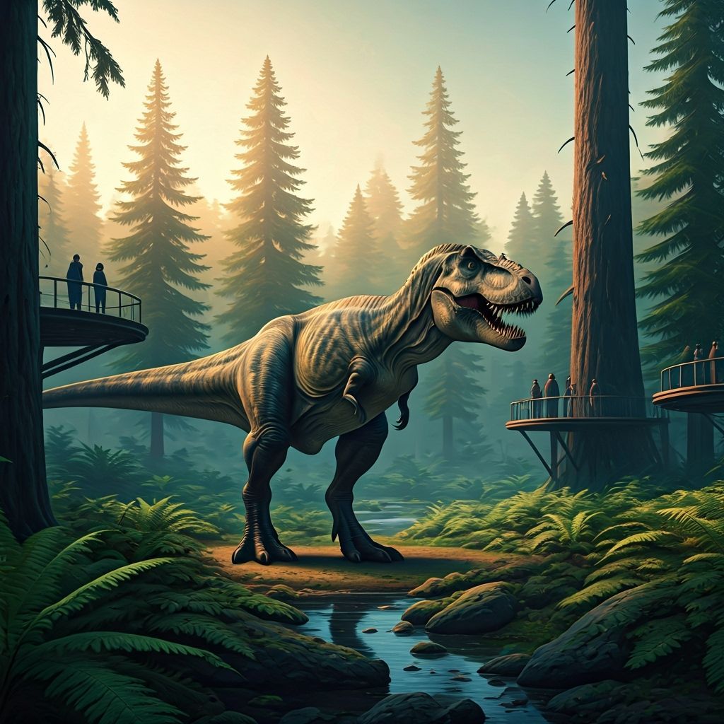 Photorealistic T-Rex in Misty Ancient Biome