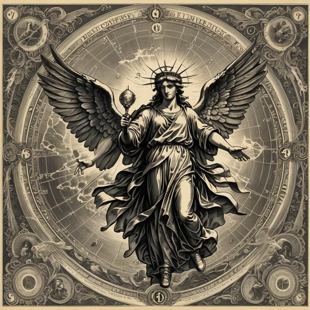 Angel of Liberty Bringing Flight, Steel Engraving