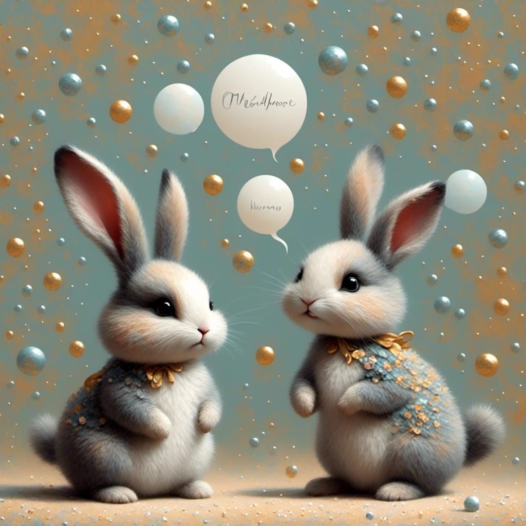 Whimsical Rabbits with Chat Bubbles