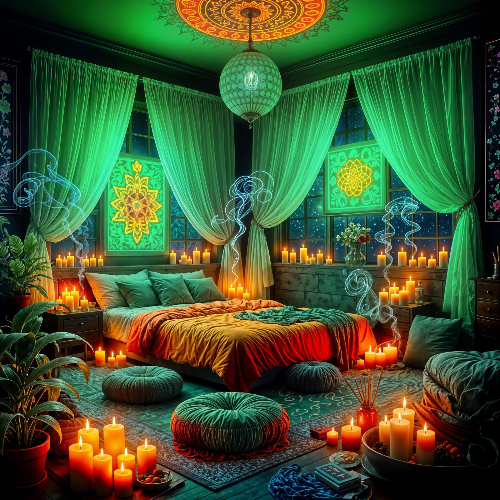 Cozy Psychedelic Bedroom in Bohemian Style