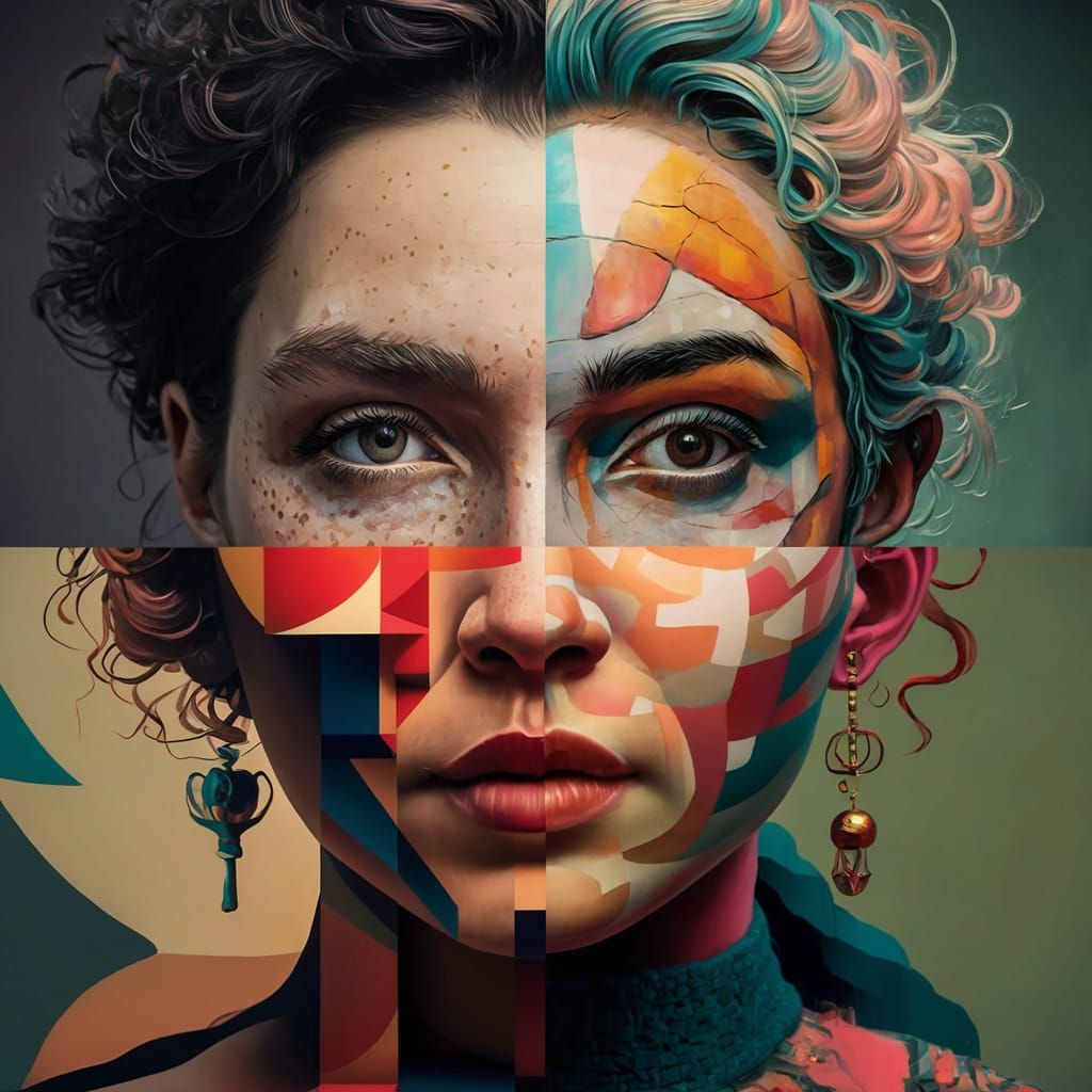 Face in Hyperrealistic, Impressionist, Cubist, Illustrative ...