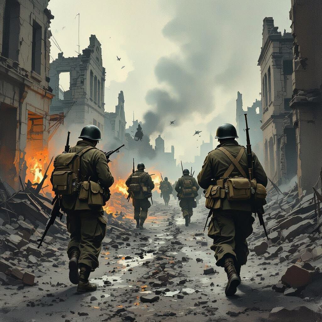 Allied Invasion of Germany in Gritty Cinematic Style