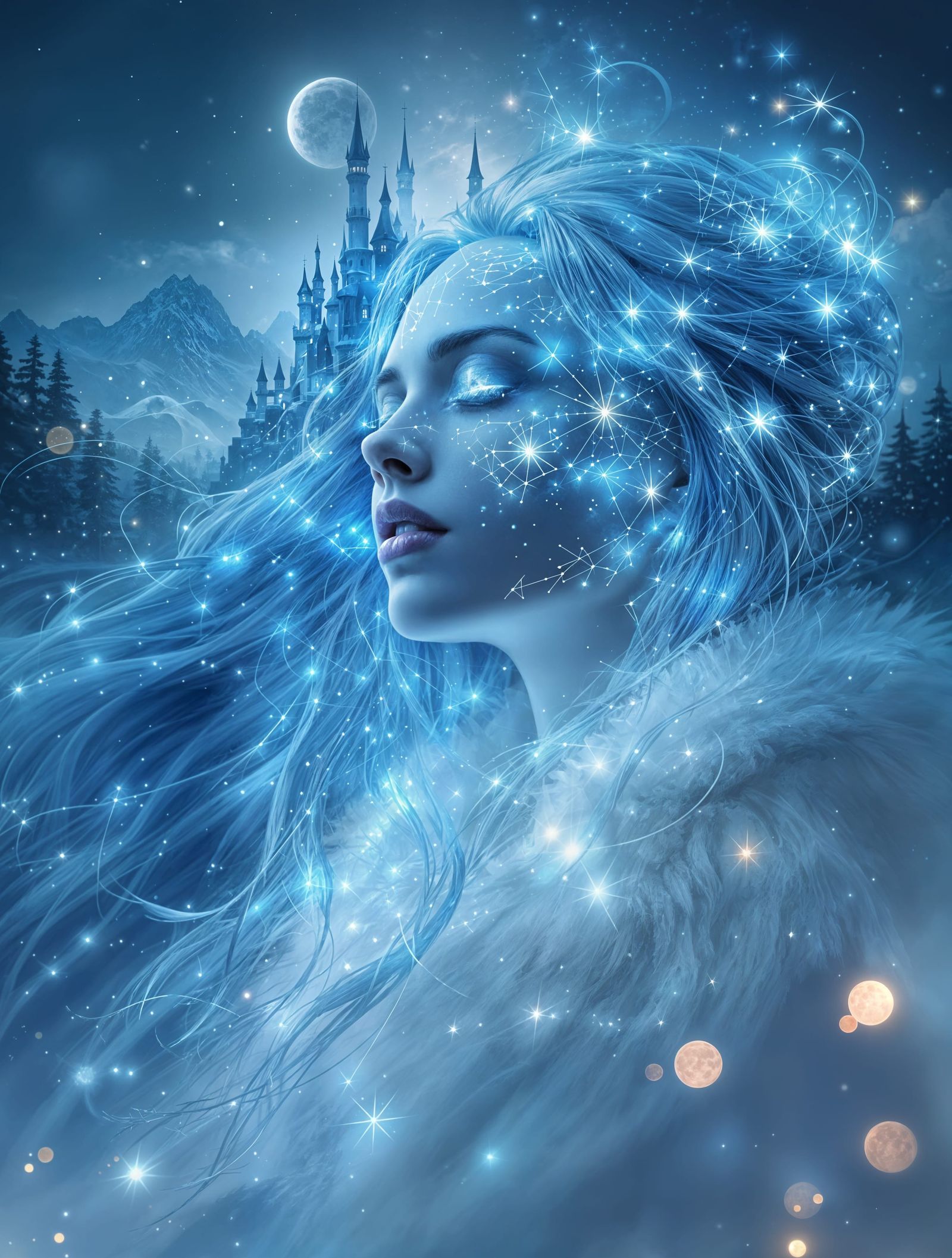 Winter Fantasy Queen in Ethereal Blue