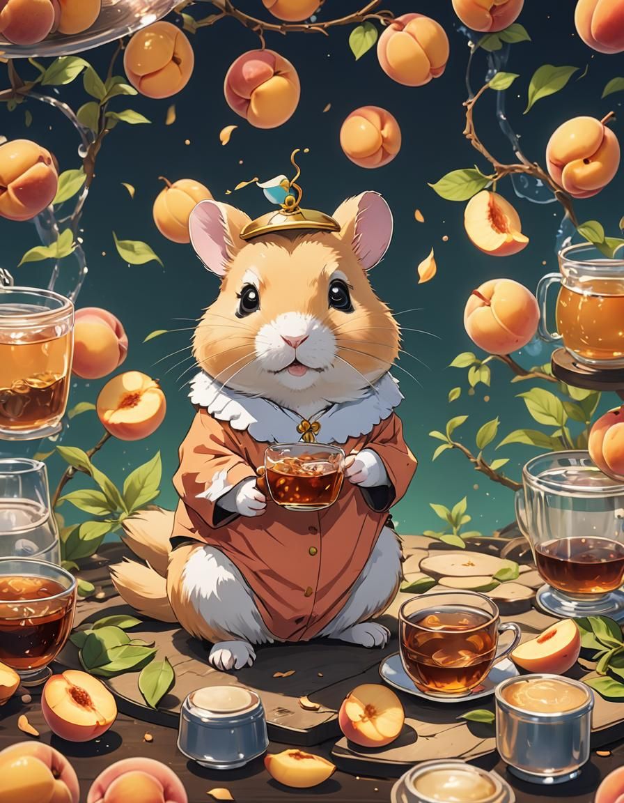 Peach Tea Hamster in Anime Style