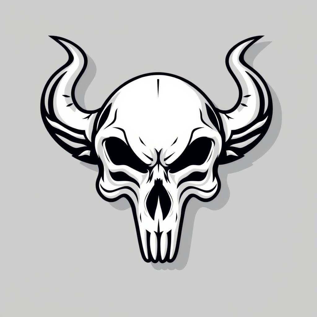 Stylized Skull Logo with Winged Cranium Design