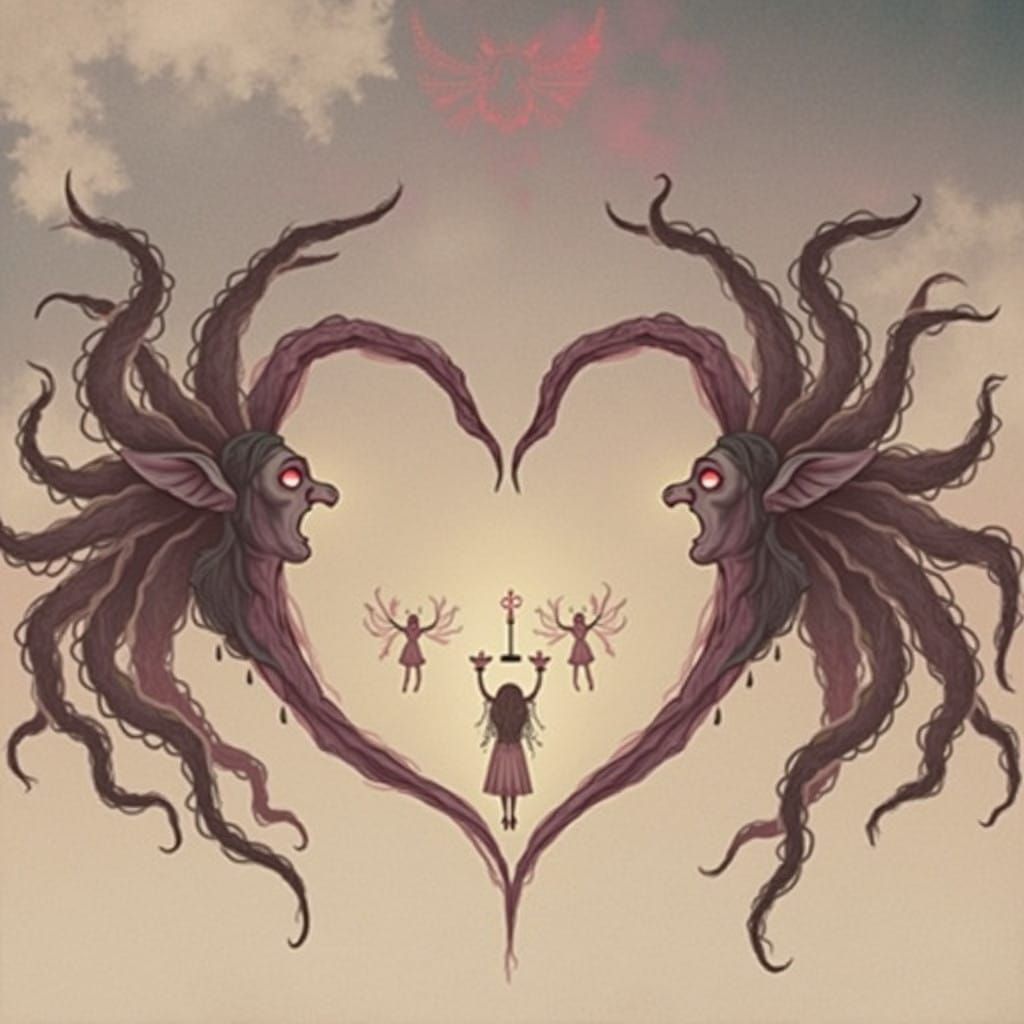 Pastel Goth Sorceress in Mystical Occult Backdrop