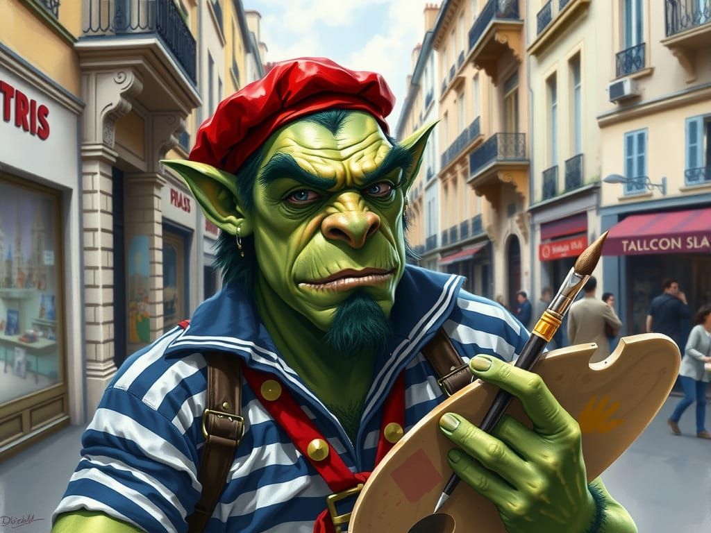 Orc Street Artist in Paris: Hyper-Realistic Watercolor