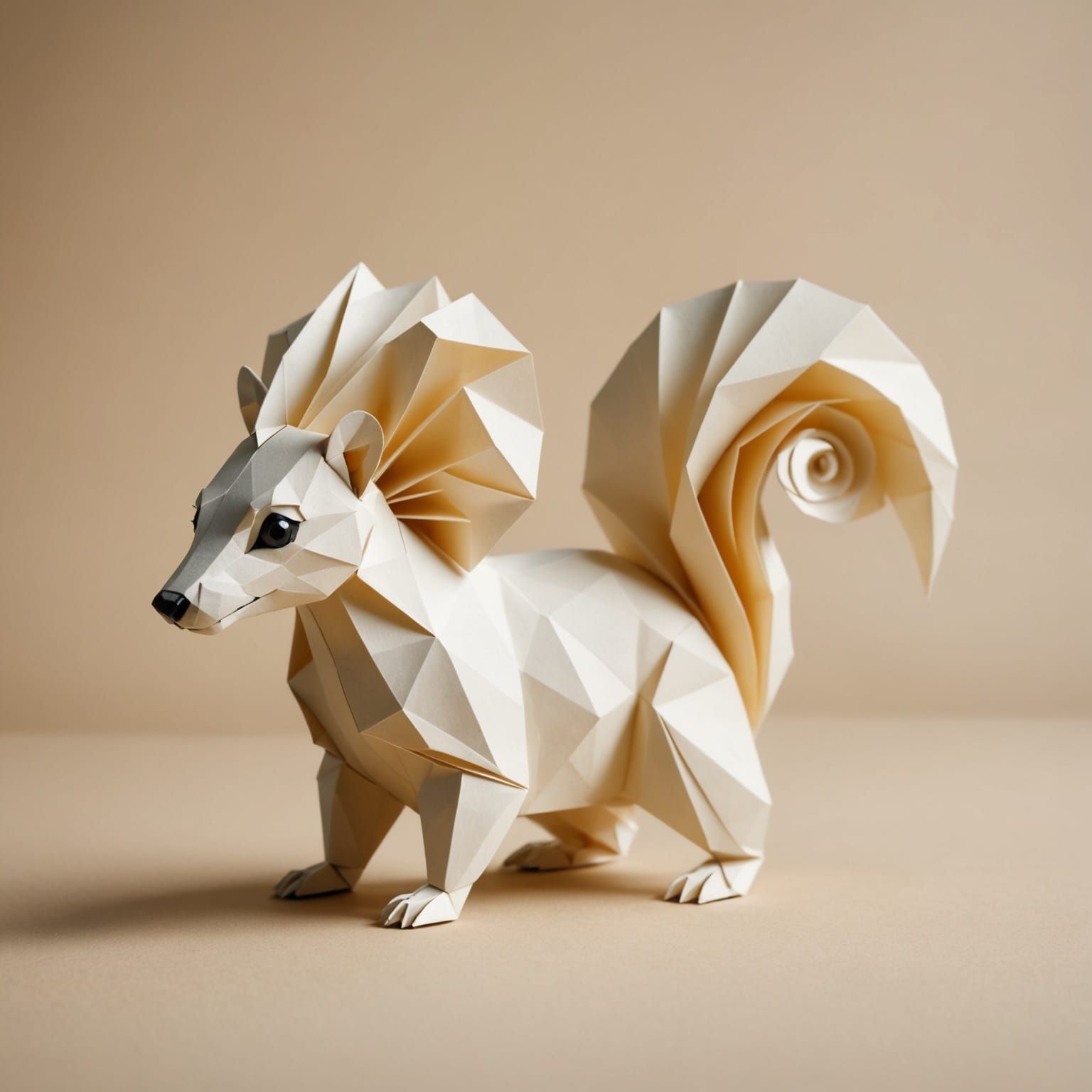Ivory Skunk Papercraft Origami
