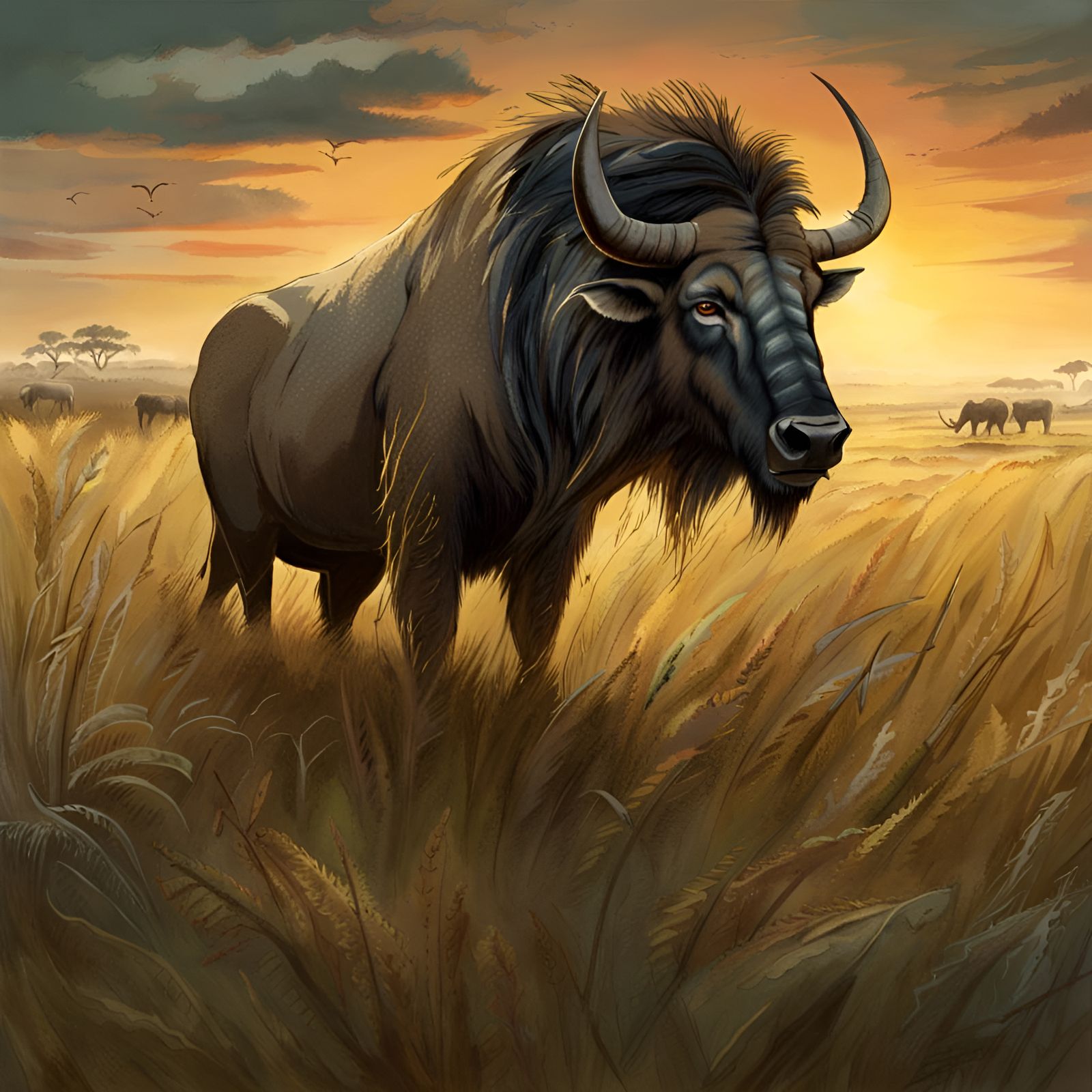 Wildebeest in the African Savanna